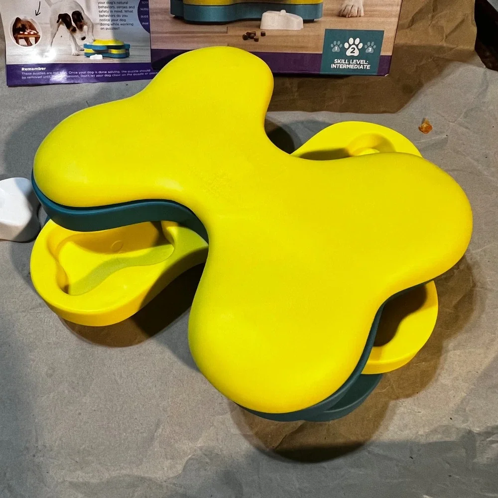 Outward Hound Nina Ottosson Dog Tornado Puzzle Toy Yellow Teal Intermediate Lvl